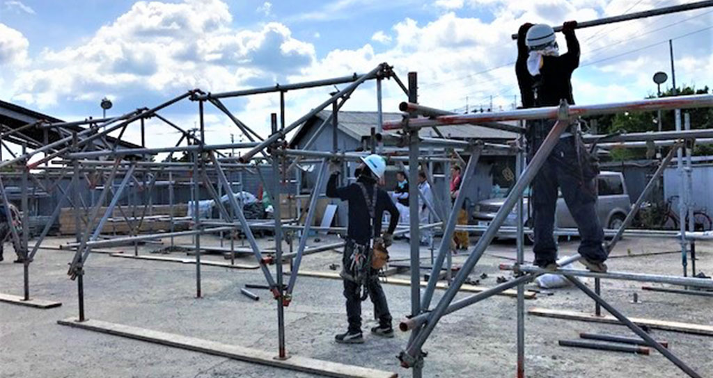 尾園建設　鳶技能検定練習風景