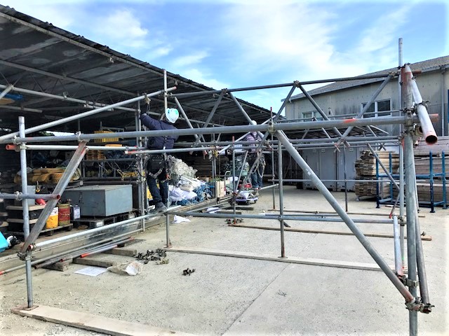 尾園建設　鳶技能検定練習風景