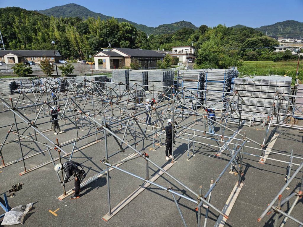 尾園建設　とび技能士検定練習風景