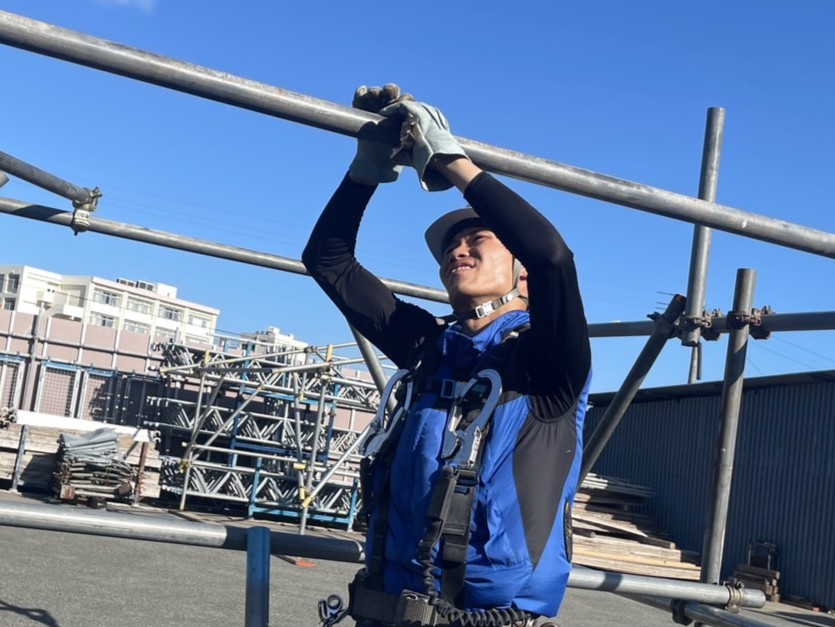 尾園建設　とび技能士検定練習風景